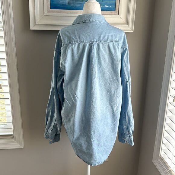 Vintage 90s Warner Brothers Longsleeve Looney Tunes Denim Buttonup Top Medium - Picture 7 of 11